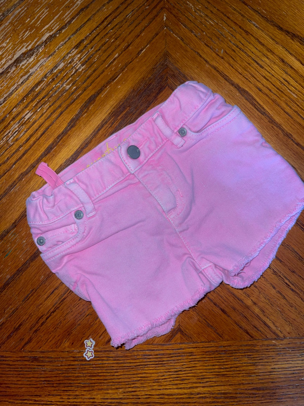 77kids Pink Frayed Hem Denim Shorts